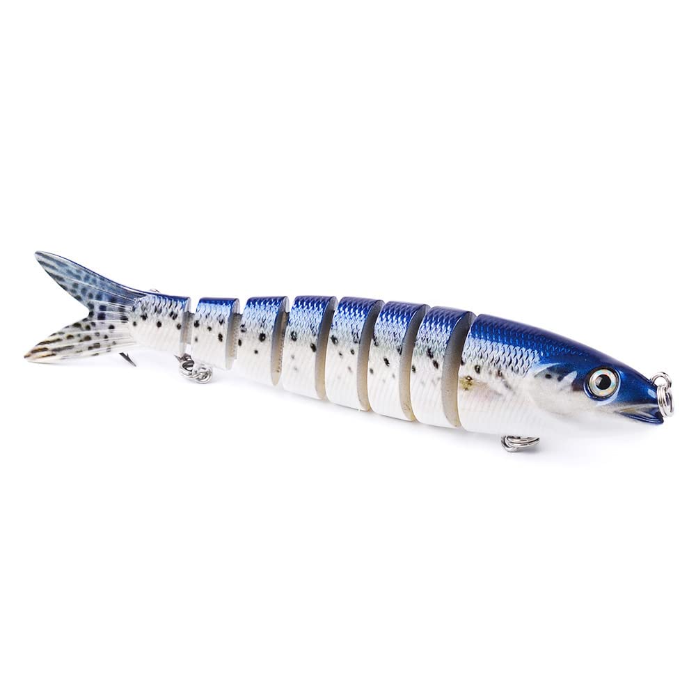10 Stück Kunstköder, Multi Joint Wobbler Swimbait Jerkbait Barsch Köder Angelgerät zum Angeln Raubfisch mit 2 Drillingshaken, Gummifisch für Hecht Barsch Zander Angelköder (G 10PCS)