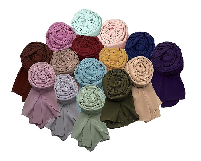 MALAYSIAN GEORGETTE HIJAB for Female PACK OF 15 HIJAB & PACK OF 9, Assorted-picture-27