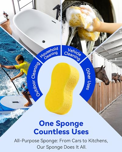 Image of Temede Large Car Wash Sponges, Extra Thick Foam Sponges, 10-Pack