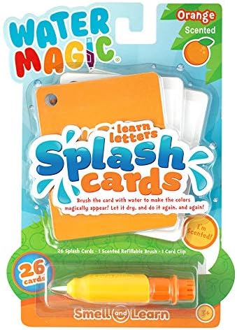 Scentco Water Magic Splash Cards - Reusable Water Reveal Learning Activity - Orange Scented Animal Alphabet