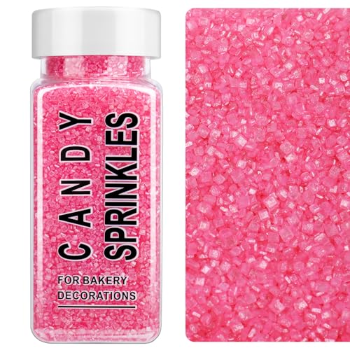 Image of Pink Sanding Sugar Sprinkles, 4.6 oz Edible Sparkling Sugar Crystals for Baking Topping, Cupcakes, Cookies, Ice Cream & Cake Decorating, Wedding Party Valentines Supplies