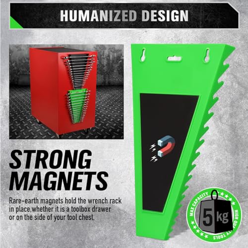 22-Piece Socket Organizer & Magnetic Wrench Organizer Set, 1/4", 3/8", 1/2" Drive Socket Holder, Total 64 Slots Metric & SAE Magnetic Wrench Holder (Socket, Wrenches not Included)