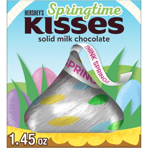 HERSHEY'S KISSES Solid Milk Chocolate, Easter Candy Gift Box, 1.45 oz (12 Pack)