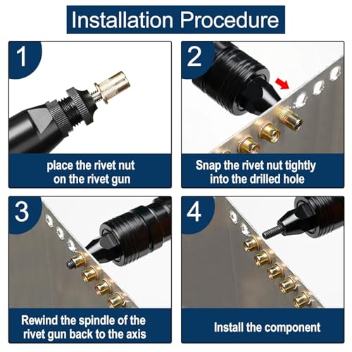 Image of Metric Rivet Nut Assortment Kit(890 Pcs), M3 M4 M5 M6 M8 M10 M12 Flat Head Rivnut Set, Zinc Plated Finish Carbon Steel Nutsert