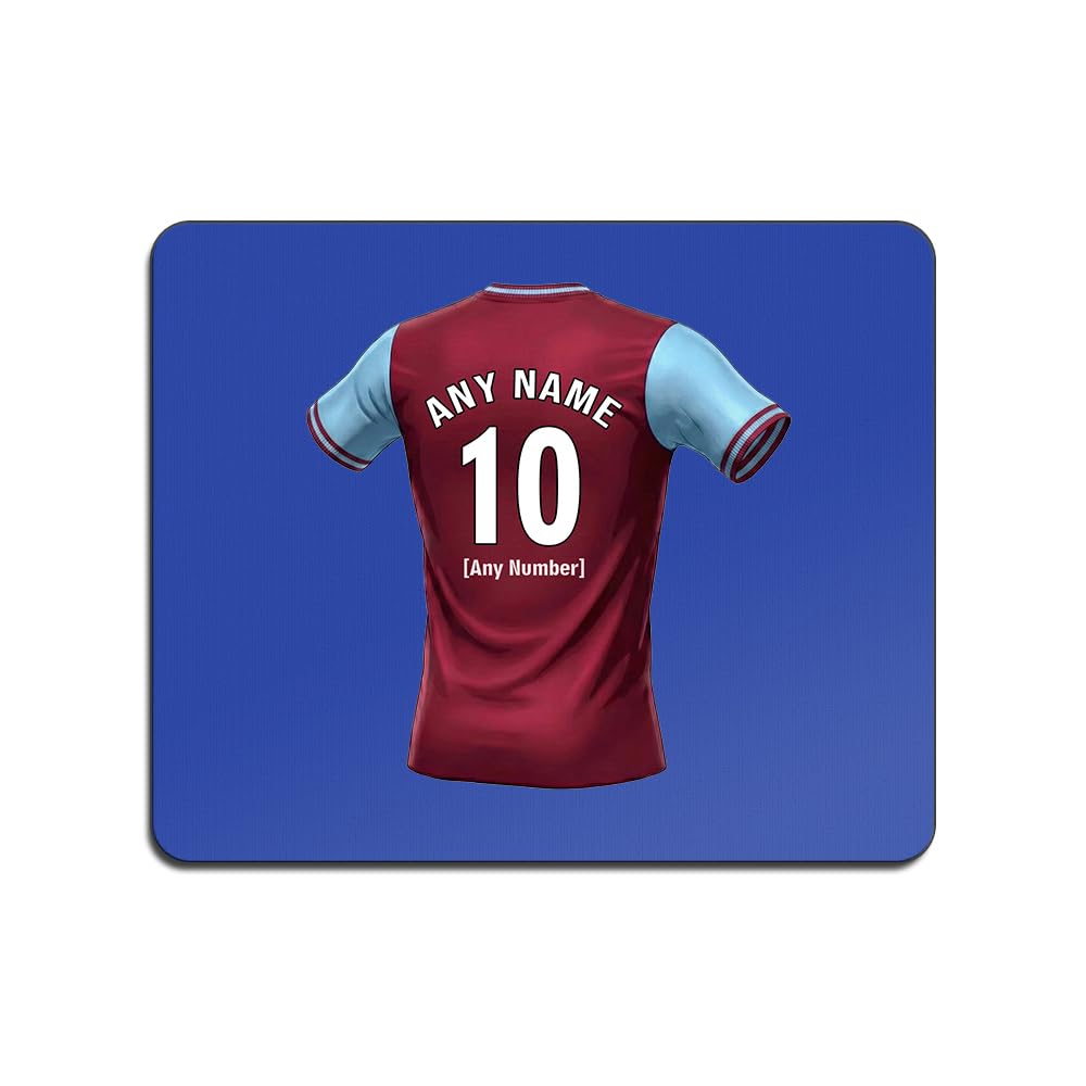 UNIGIFT Personalised Gift - Lancashire Football Fan 3mm Blue Mouse Pad (Claret and Blue Jersey Design) Custom Name Mat - Lancs BB10 Club