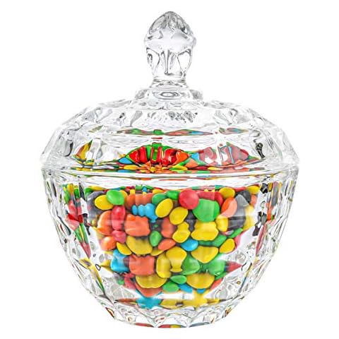 ComSaf Glass Candy Dish with Lid Cover