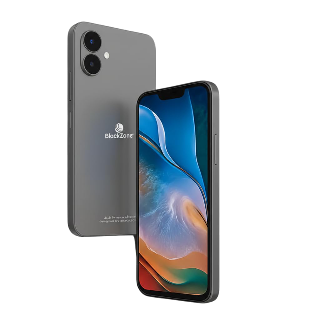 BLACKZONE Ionix Pro Smartphone, 12GB RAM, 128GB ROM, 6.3" HD IPS Display, Android 14, Snapdragon 710, 20MP Selfie Camera, Dual SIM 4G (Gray)