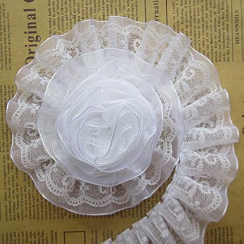 3 Meters White Pleated Organza Lace Trim Cover