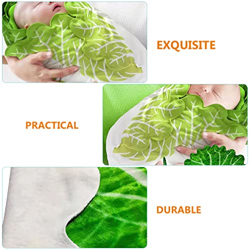 Image of Toddmomy Baby Cabbage Swaddle Blanket with Hat Kit Soft Green Lettuce Wrap for Newborns Infant Photography Prop and Nursery Bedding Accessory 33.46X33.46 Inch