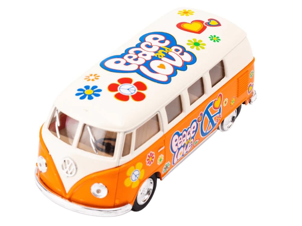Easy Toys Model Car Compatible with Volkswagen Classic Bus. Scale Toy Van with Opening Doors. Car modeling. (1962 Orange)