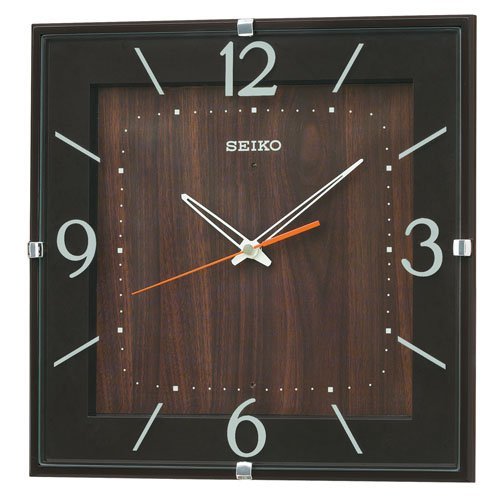 (セイコークロック) SEIKO CLOCK 電波壁掛け時計 KX398B ナチュラル スクェアタイプ 四角 濃茶 木目 アナログ