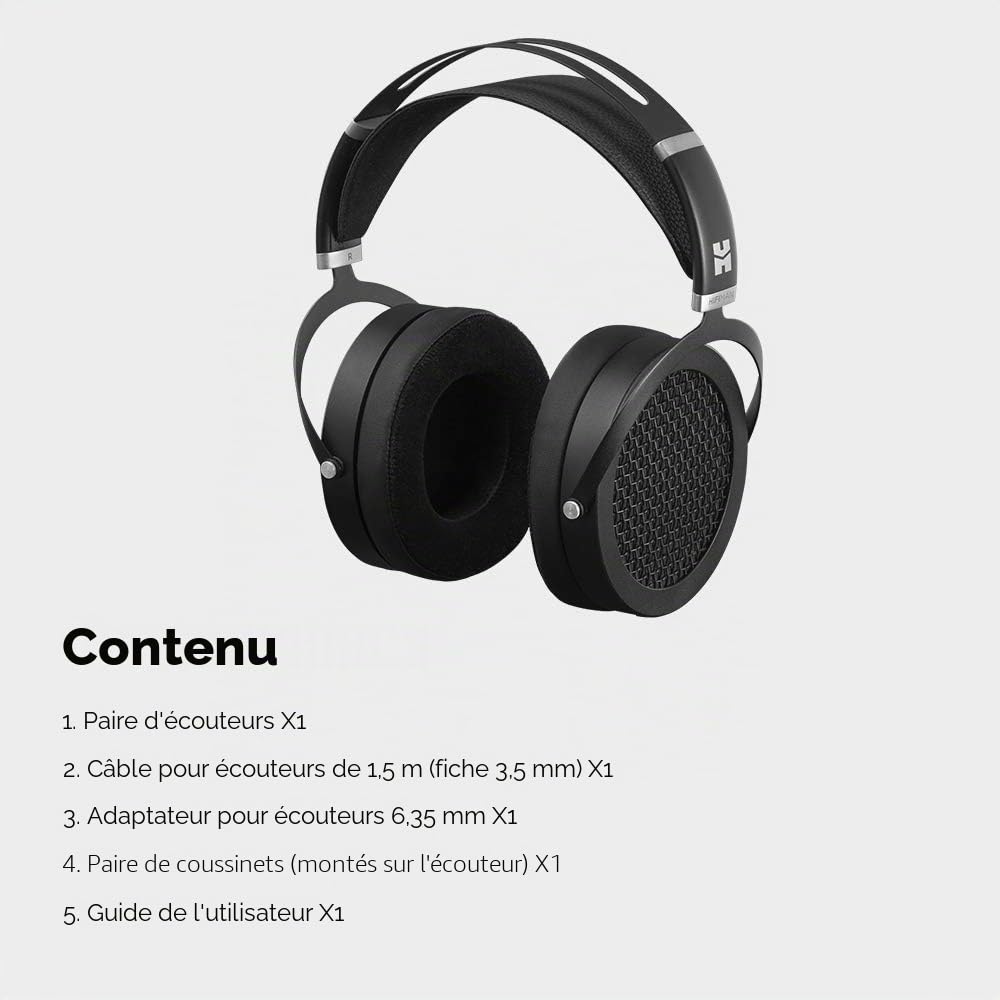 HIFIMAN Sundara Casque Audio Over-Ear magnétique planaire avec Design Haute fidélité Facile à alimenter Adapté pour iPhone/Android Arceau Confortable Casque Ouvert Câble Facile à remplacer - Noir