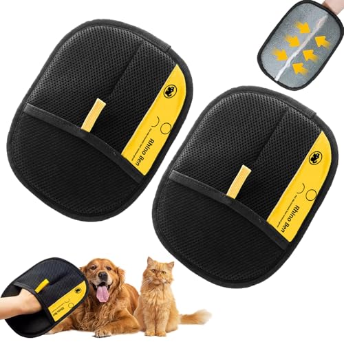 Sykrawki 2 Stück Doppelseitige Fellpflegehandschuh für Pets, Antistatische Handschuhe für Katzen und Hunde, zum Waschen, Hair Removal, Fellpflege