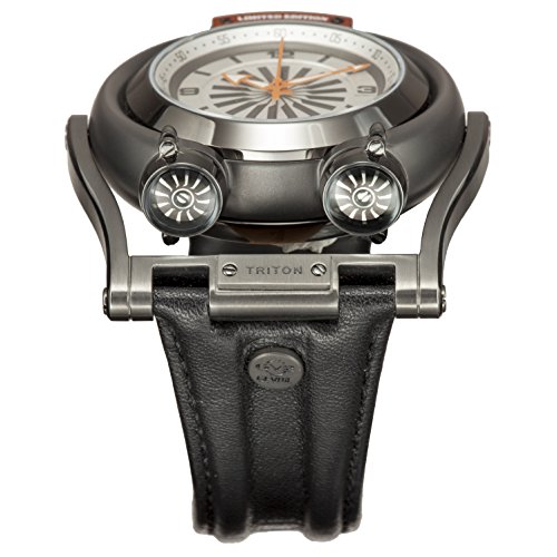 GV2 by Gevril Triton Mens Swiss Automatic Black Leather Strap Watch, (Model: 3404)3