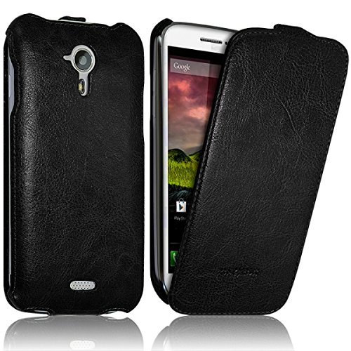 Seluxion - Housse Etui Coque Rigide Clapet pour Wiko Cink Five Couleur Noir + Film de Protection