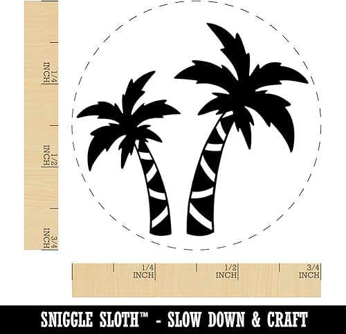 Miniatura 2 de Sello de tinta autoentintado tropical con dos palmeras para sellar planificadores de manualidades, 34 pulgadas, pequeño, tinta verde
