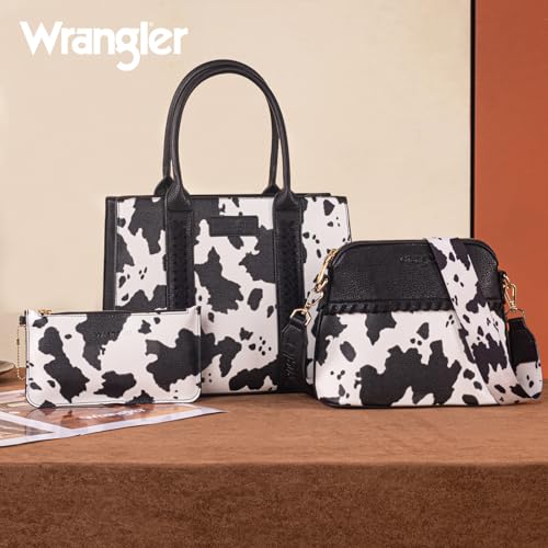 Image of Wrangler 3PCS Purses for Women Tote Bag Crossbody Handbag and Wallet Set with Guitar Strap
