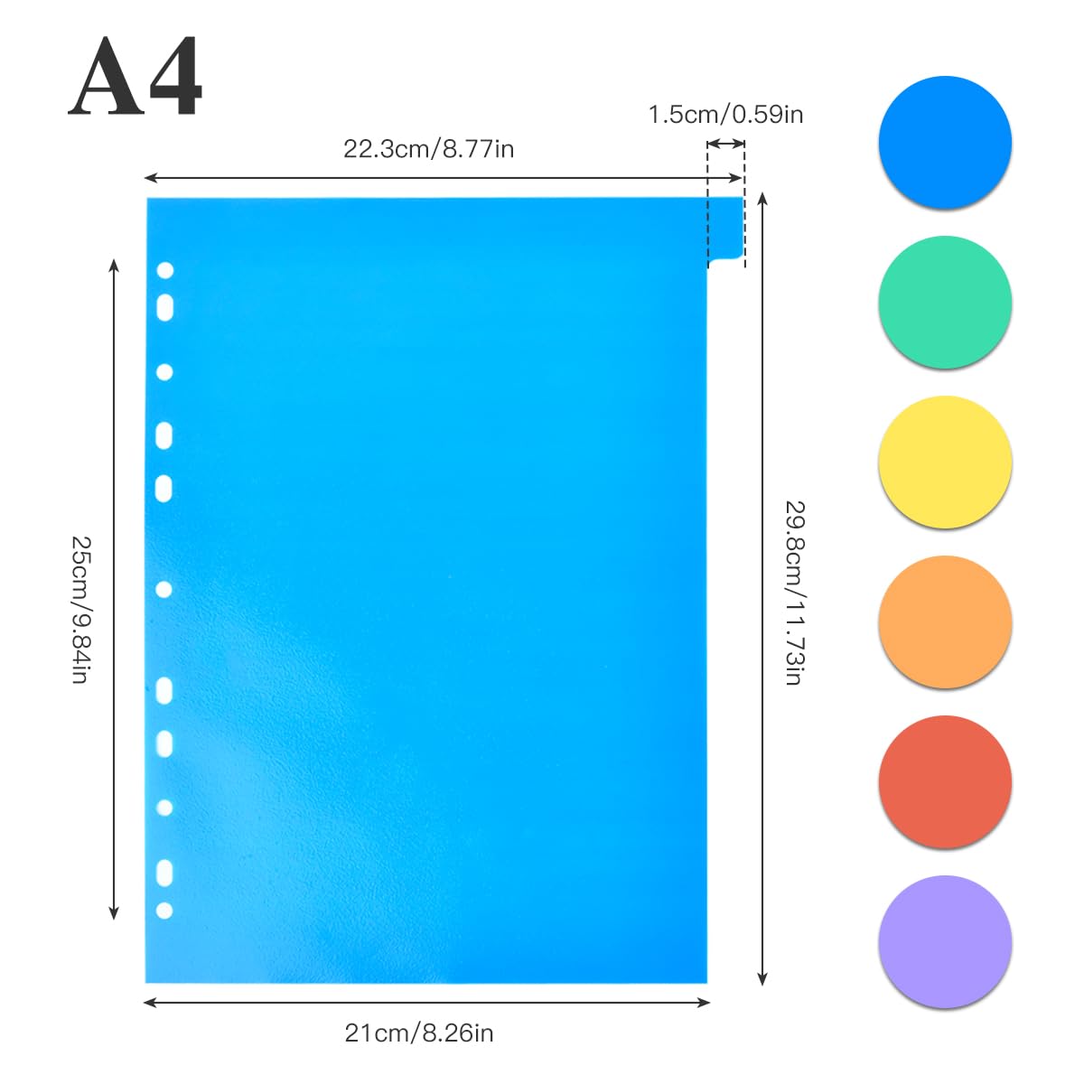 TMBMLPP A4 File Dividers - 6-Pack, 12-Part Ring Binder with Sticky Folder, Color-Lever Arch for School/Office - Image 2