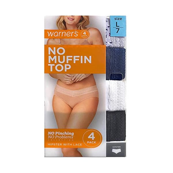 Warner's Womens No Pinches No Problems Hipster Panty 4-Pack, Medium, Beige/Animal Swirl Print/White/Pink