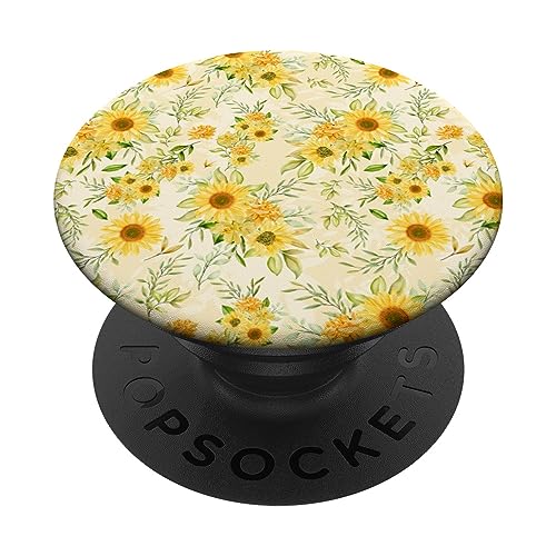 Cute Sunflower Pattern Yellow Pastel Flower PopSockets Adhesive PopGrip