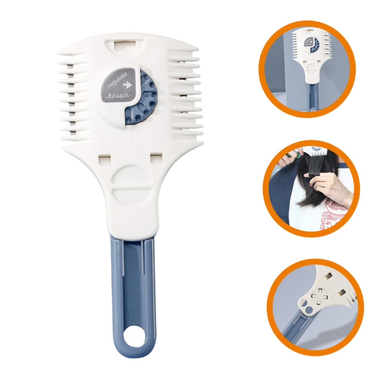 HONMEET Double Side Haircut Scissors Metal Razor Plastic Hair Comb Trimmer for Precise Cutting of Long Short Hair for Hair Styling at Home