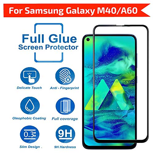 Image of Screen Protector for Samsung Galaxy A60 | M40 | M40s (Black) Tempered Glass Edge-to-Edge 6D Screen Guard With Installation Kit
