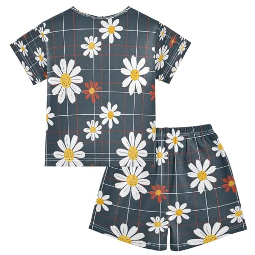 senya Short Sleeve Pajamas Sets Summer Cotton Sleepwear Flower Seamless Pattern Daisy2