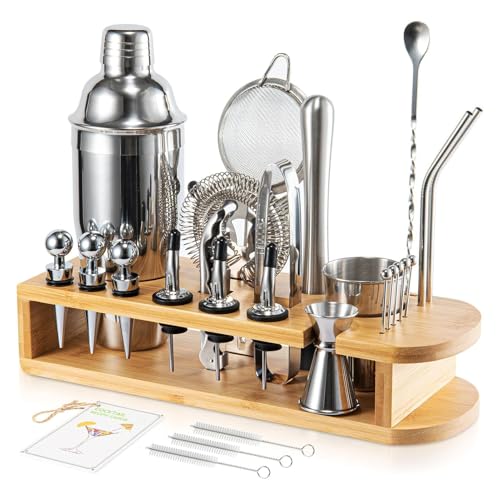 La mejor selección de Juegos de accesorios para vino comprados en linea. 41 Tonjepok--Cocktail Bar Set Kit 20 Piezas Utensilios de Bar, 750 ML Boston Cocteleras de Cóctel para Bar, Cóctel con Soporte Conjuntos para el Bar, Utensilios de Bar para Hogar...