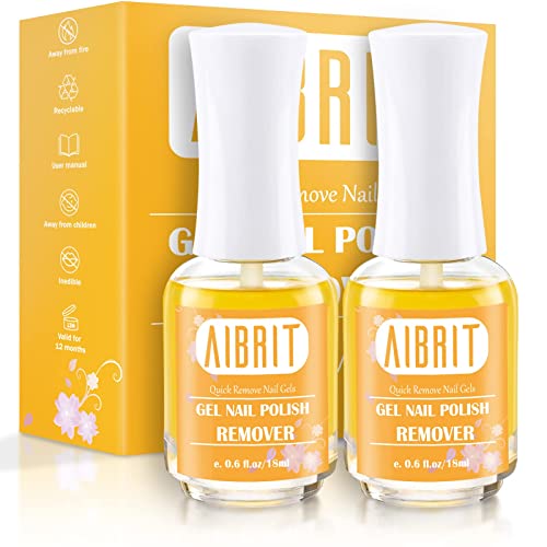 Aibrit Gel Nail Polish Remover 2 Pack, Gel Polish Remover In 3-5 Minutes, Soak Off Remover For Nail Polish, Removedor De Esmalte Gel, 0.6 Fl Oz/18Ml #TOP6