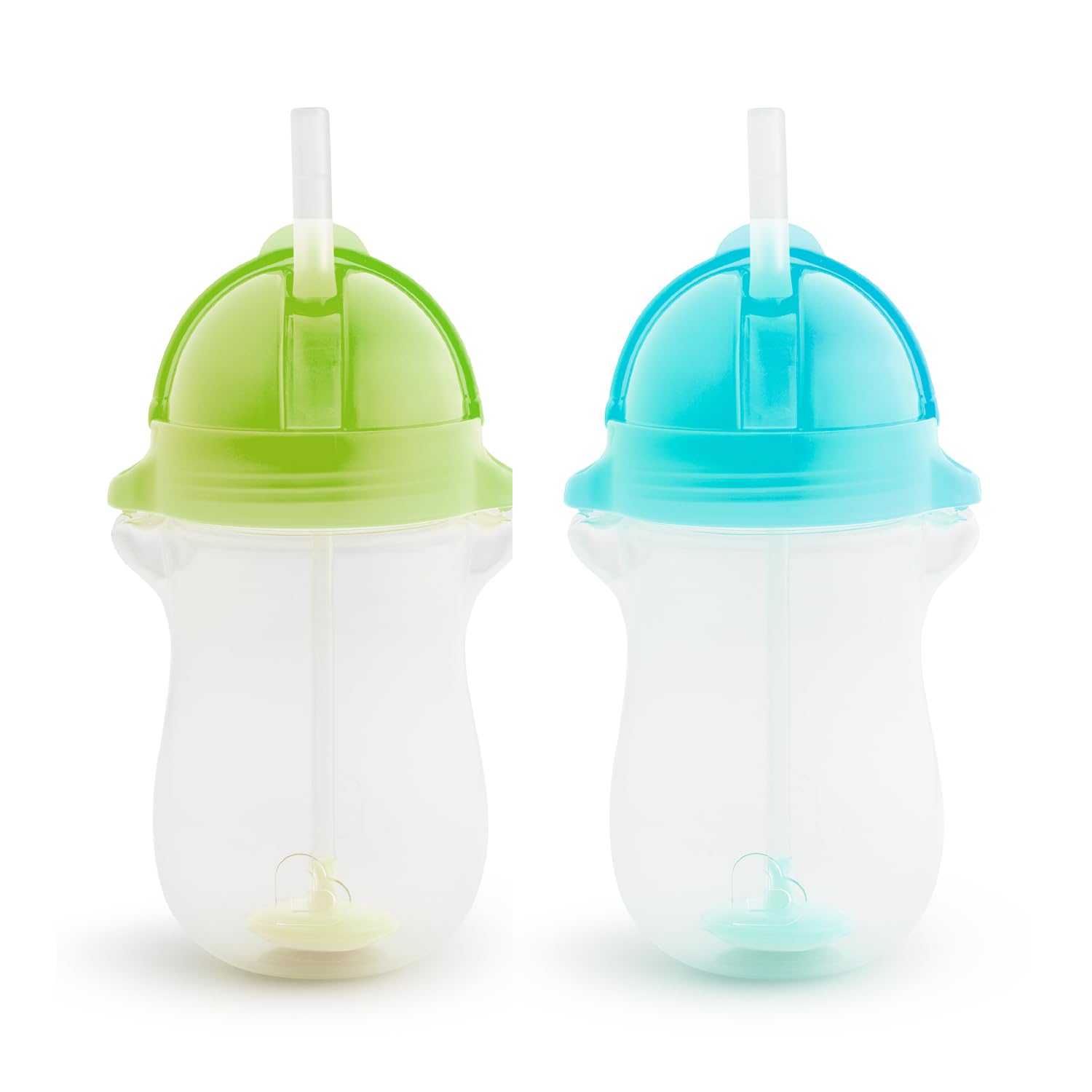 Munchkin Lot de 2 gobelets d'apprentissage avec fermeture à clic - Bouteilles avec paille - Sans BPA - Passe au lave-vaisselle - 296 ml - Vert/bleu
