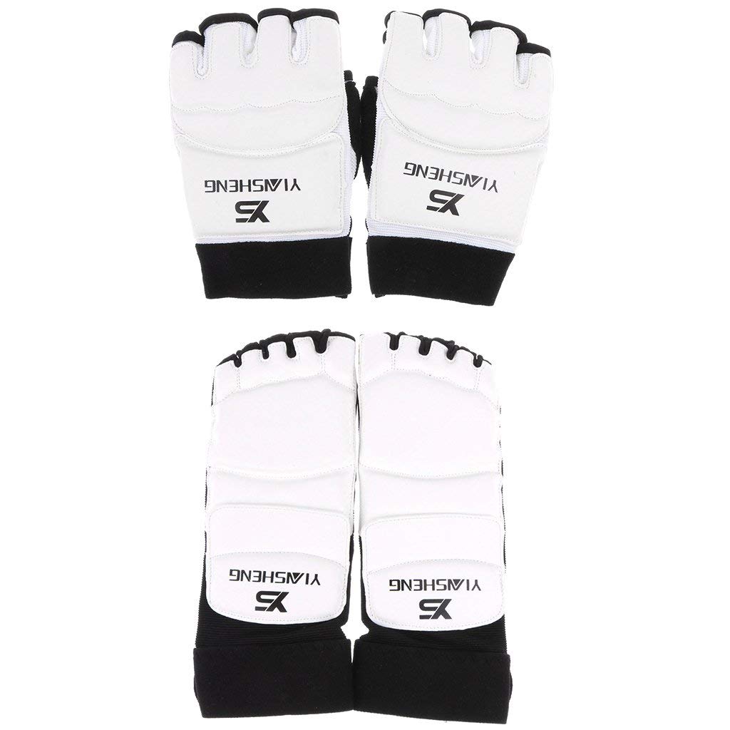 1 paire de demi-gants de protection pour les mains + 1 paire de protège-pieds pour le taekwondo, les arts martiaux, la protection des vêtements