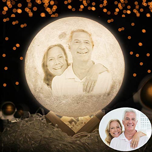 RMFSH Personalized Moon Lamp Moon Light with Picture 7.9inch 3Colors Custom Moon lamp with Picture Engraved Customized Picture Engraved Moon lamp 3D Printed Moon Lamp with Photo Custom Moon Light