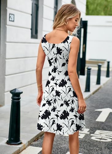 Image of Herou Summer Beach Dresses for Women A Line Sleeveless Tank Dress | Casual,Scoop Neck,Soft,Knee Length,Breathable