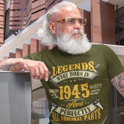 80th Birthday Shirt for Men, Legends were Born in 1945, Vintage T Shirt 80 Years Old Grandpa Shirt2