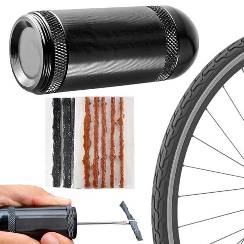 Kit De Reparación Para Neumáticos Sin Cámara De Bicicleta,Kit De Parches Para Neumáticos Pinchados De Bici De Carretera | Set Con Envase Almacenador E Insertador Para Aventuras En Terrenos Irregulares