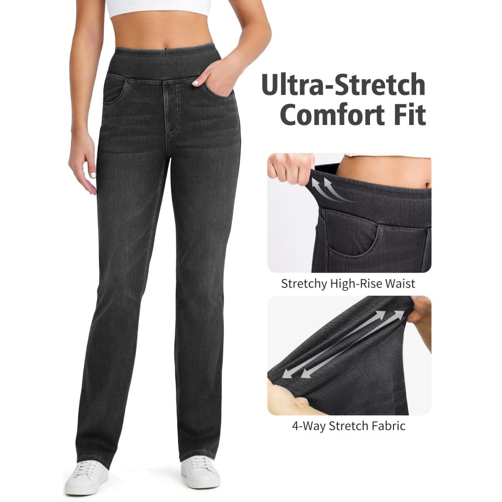 Jeans Mujer Stretch de Tiro Alto Corte Bootcut Lavado Denim Pantalones Casual Efecto Moldeador con Bolsillos Ajuste Recto y Cómodo skinny/A/S