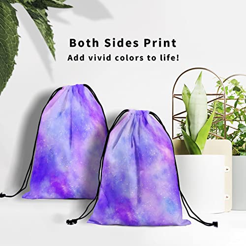 Image of Nerxy Watercolor Purple Galaxy Grip Bags - Blue Stars Grip Bag Gymnastics Cute Drawstring Storage Bags Abstact Nebula Gym Pouch Shoe Bags Adjustable Polyester Towel Bag