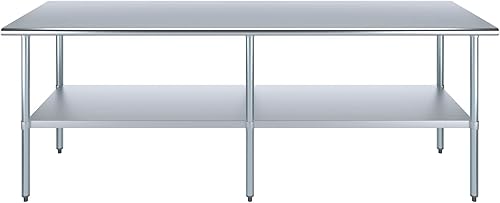 Vista 180 de AmGood Mesa de trabajo de acero inoxidable de 18 pulgadas x 36 pulgadas Mesa de preparación de alimentos de cocina de metal NSF