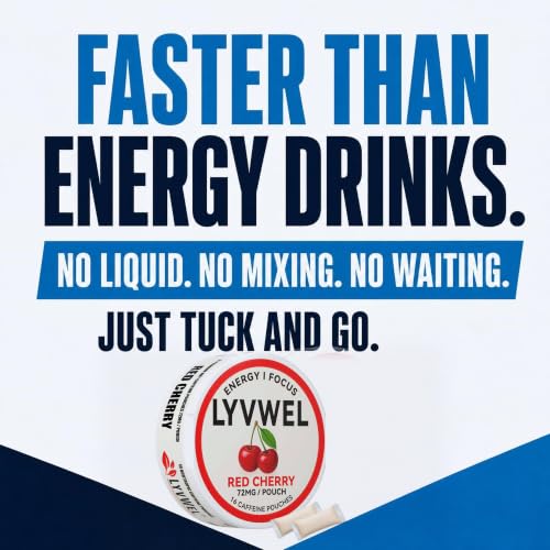 Image of LyvWel 72mg Caffeine Energy Pouches - Sampler Pack (Pink Lemonade, Mango Crush, Pineapple Crush, Watermelon, Cherry Blast) - Clean Energy with Guarana - 5-Pack (80 Total Pouches)