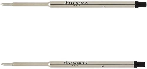 Waterman Recambio de bolígrafo de punta media negra paquete de 2