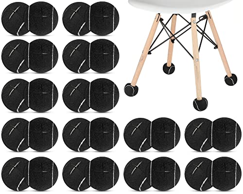 40 Pcs Tennis Balls for Furniture Legs and Floor Protection Precut Tennis Balls for Chairs Tennis Ball Chair Foot Covers for Floor Protection Chair and Desk Legs Coverings (Black)