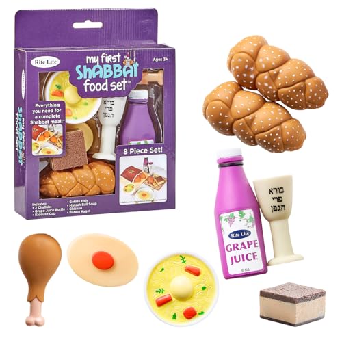 Rite Lite My First Shabbat Play Food Set - Jewish Kids Gift Pretend Play Judaica Toy - Includes Challah Grape Juice Kiddush Cup and More - Great Jewish Educational Toy for Shabbat Learning & Fun