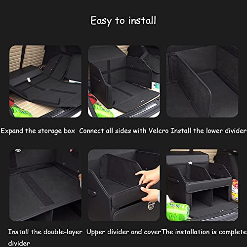 Organizador de maletero de coche, caja de almacenamiento impermeable con base antideslizante, contenedor plegable de 2 niveles para SUV, sedanes, camping, artículos esenciales de viaje, piel sintética