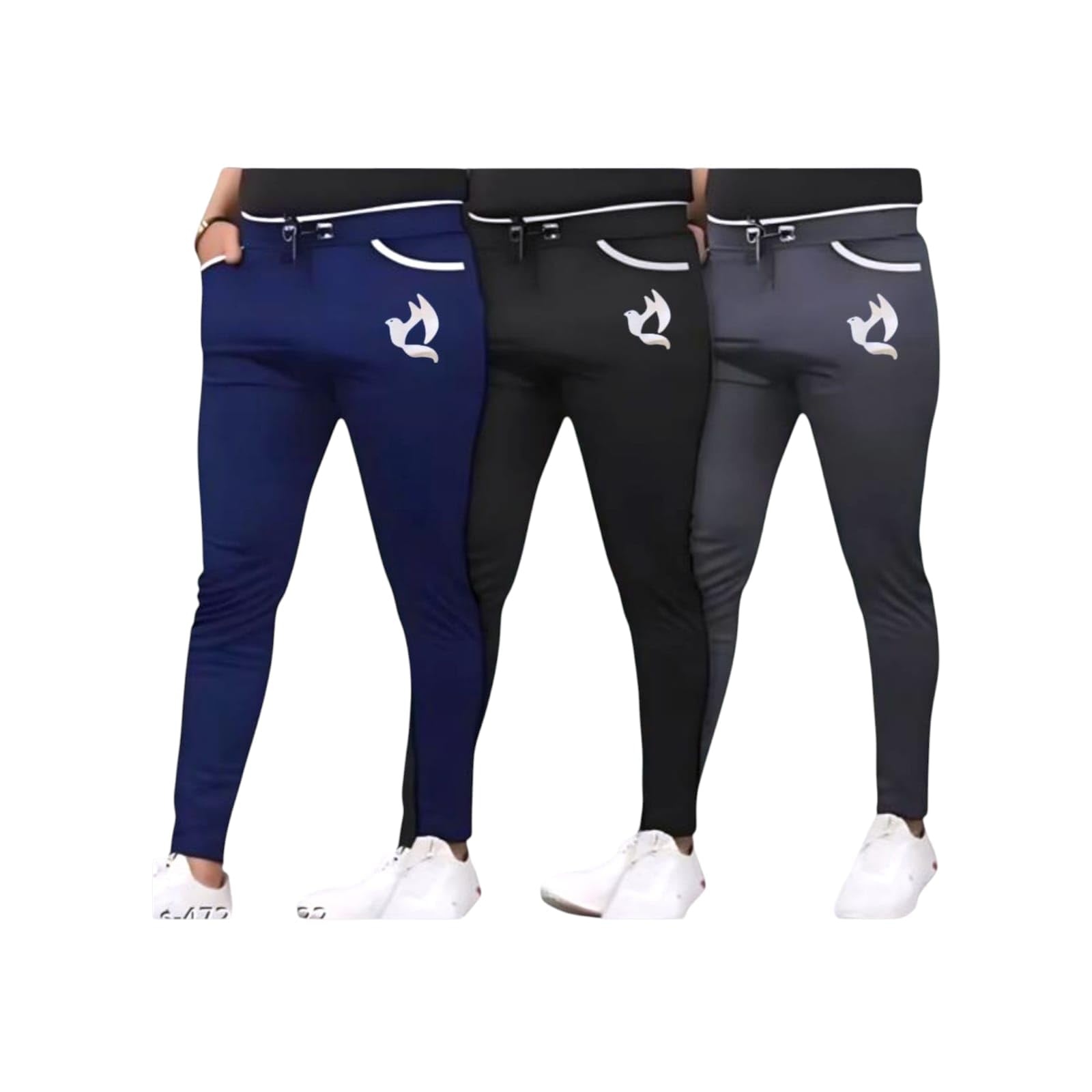 avyana Combo Pack of Lycra Men's Track Pants (Black,Grey,Navy Blue) Slim Fit Joggers | Stretchable Comfortable Gym Bottoms | Casual Sportswear for Men (Pack of 3)-picture-47