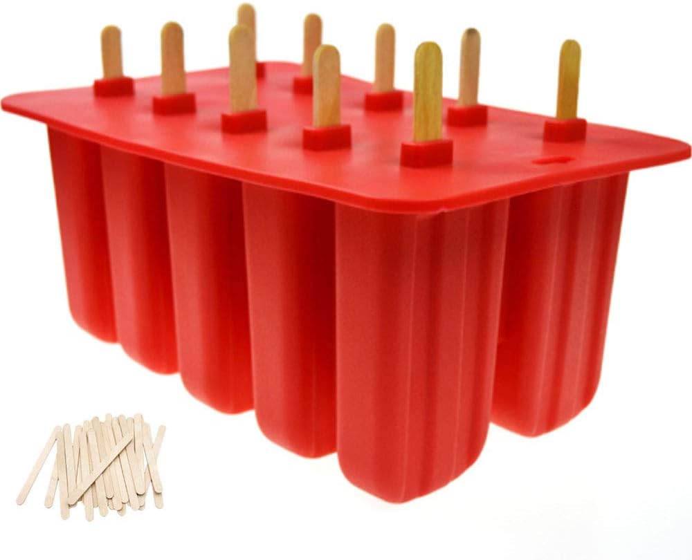 XUNMAIFBT Silicone Ice Lolly Moulds, 10 Cell Silicone Ice
