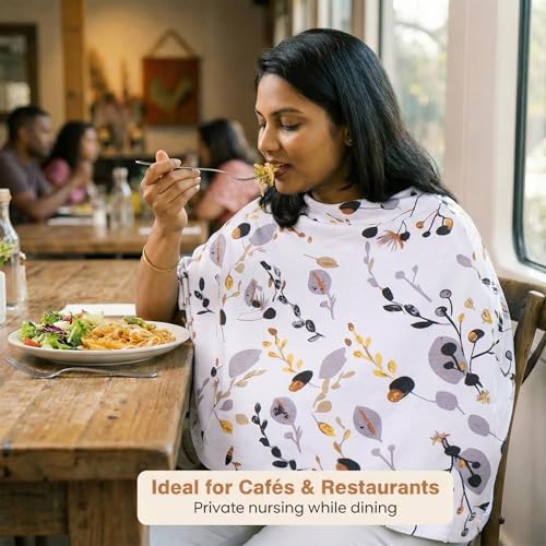 Image of a baby cherry-Nursing Cover, Nursing Covers for Feeding Mom, Feeding Cover Breastfeeding Mother, Feeding Cover for Mom, Multi-Use, Breathable, 360 Full Privacy (Brown),1 Count
