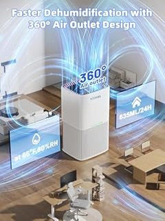 Deumidificatore Casa Muffa 1800ML, Portatile Silenzioso, Sbrinamento Automatico, Timer, Luce a 7 Colori | Deumidificatore Piccolo per Bagno, Armadio, Camera da Letto, 635ml/Giorno