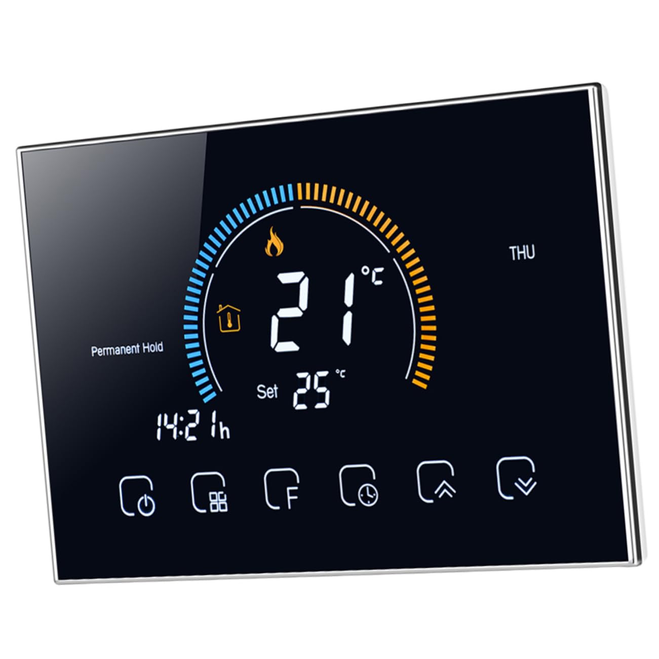 Housoutil Termostato Intelligente per Riscaldamento a Pavimento 8000 Schermo Lcd 4.8 Pollici, Controllo della Temperatura Domestico con Tolleranza ±1°c, Design Moderno e Nero