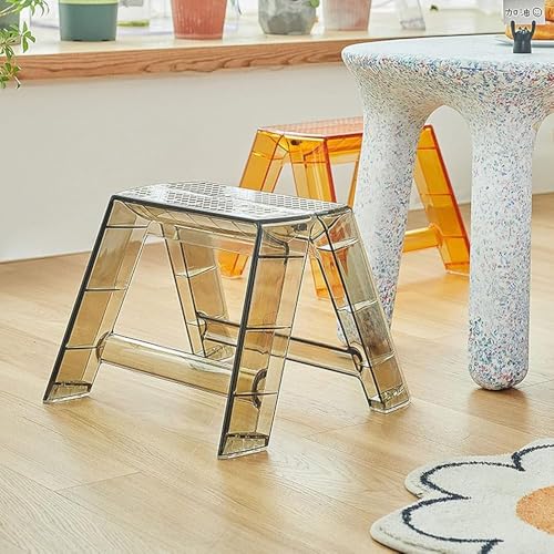 Escalera de acrílico plegable portátil – Taburete C de 1 escalón para uso en interiores y exteriores, perfecta para biblioteca de cocina pequeña fácil de instalar y ligera