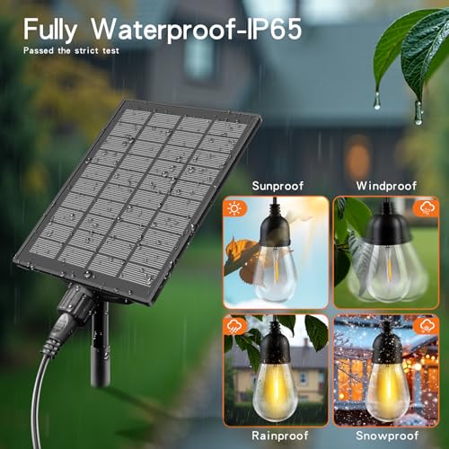 33FT Solar String Lights Outdoor Waterproof with USB Port & Remote Control Solar Patio Lights Long Last for 20+Hrs Dimmable Solar Power LED Shatterproof Bulbs solar lights for Camping Backyard Garden - Image 5